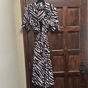 Anne Klein Zebra Print Long Sleeve Dress